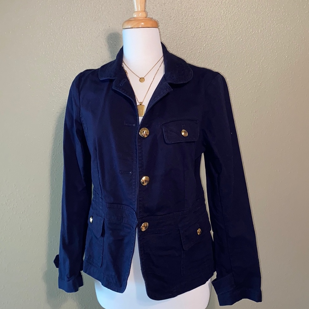 Talbots Navy Blazer with Gold Buttons Size 8
